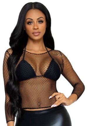 Elastane Long Sleeved Fishnet Shirt