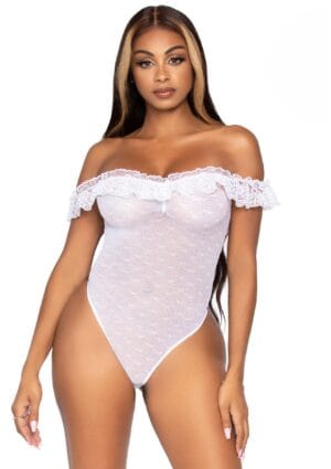 Off The Shoulder Teddy with Snap Crotch