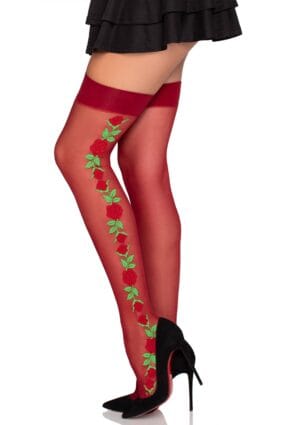 Spandex Thigh Highs with Roses