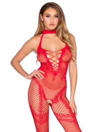 Dotted Net Crotchless Bodystocking