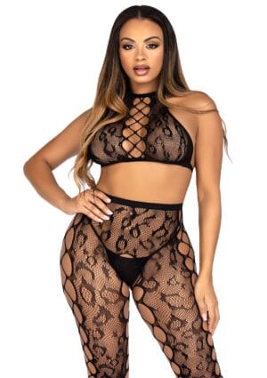 Crop Top & Crotchless Tights